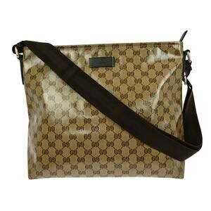 Gucci Canvas GG Imprime Zip Top Messenger Bag Brown